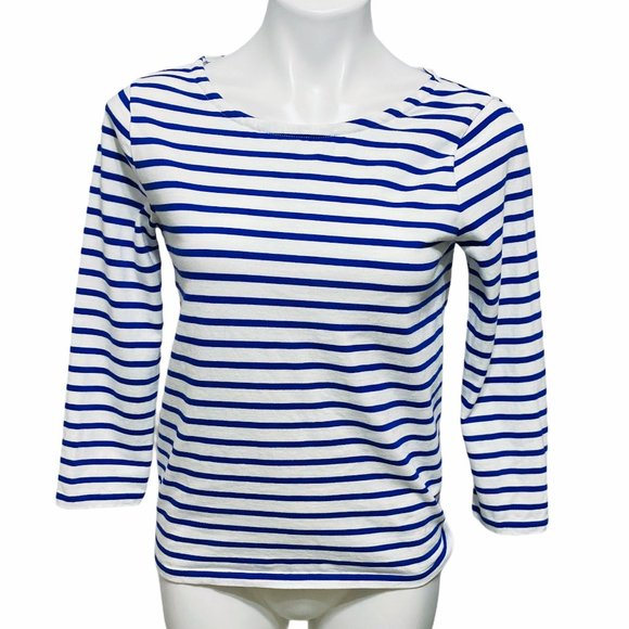 J. Crew Blue and White Striped Long Sleeve Top - Picture 4 of 7